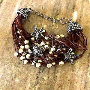 Handmade Silver Accent Leather Bracelet